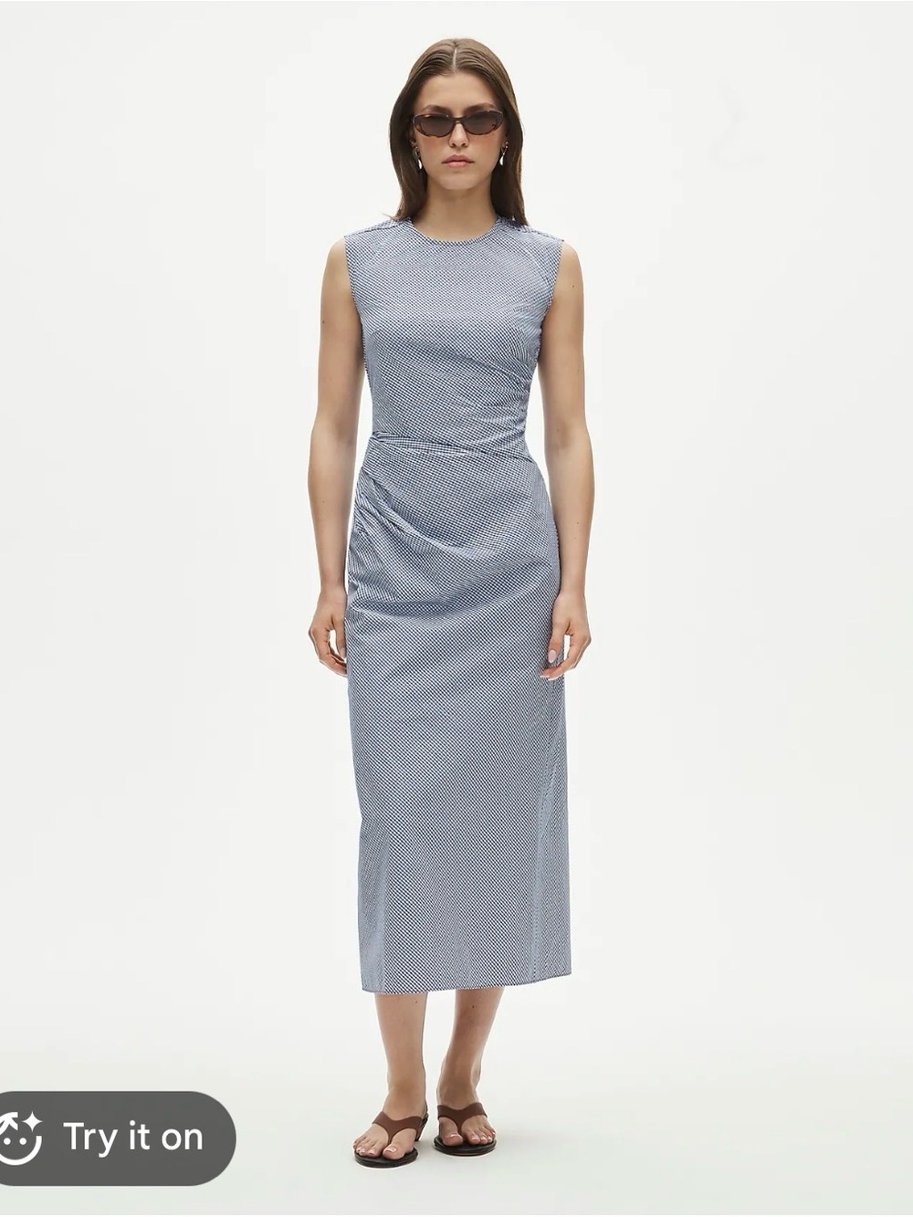 J. Crew Sleeveless Blue Patterned Midi Dress